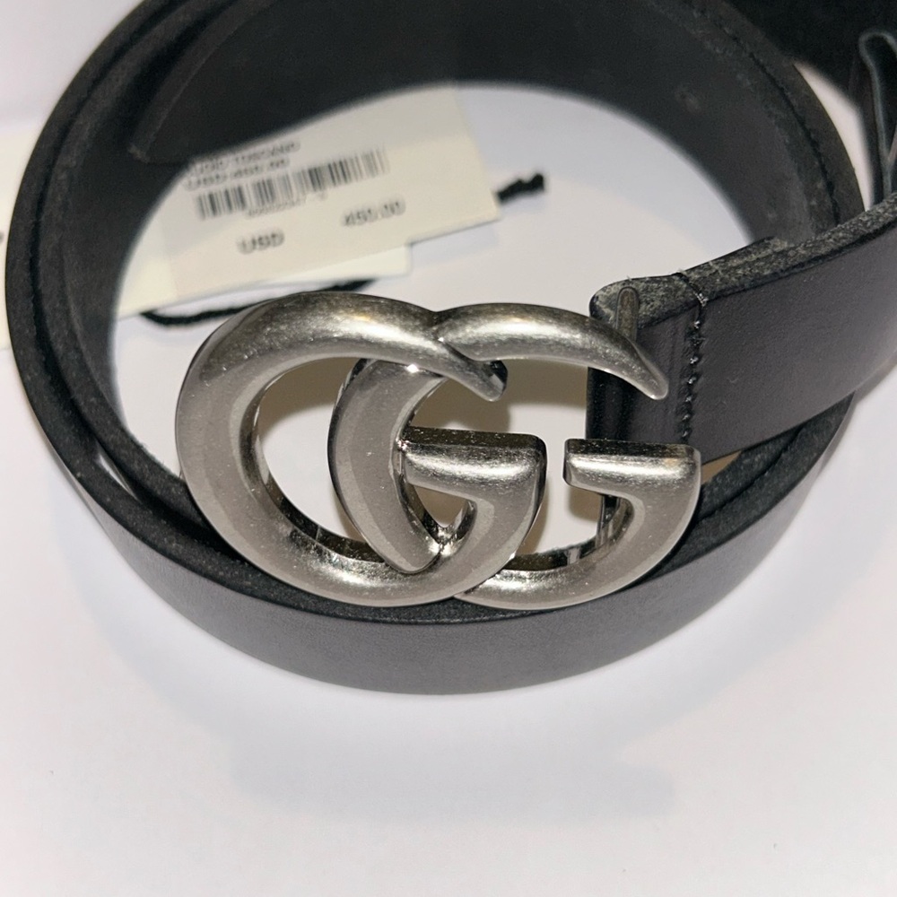 GG Gucci Black Leather Belt